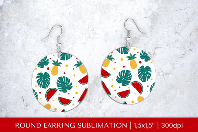 Tropical earring sublimation. Summer round earrings PNG 008 Sublimation LaBelezoka 
