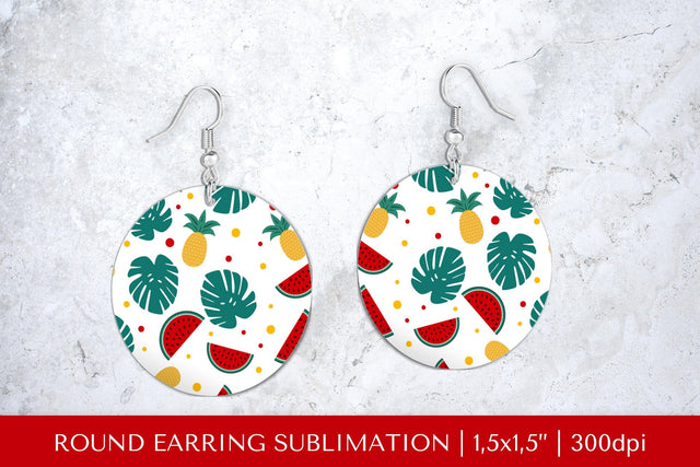 Tropical earring sublimation. Summer round earrings PNG 008 Sublimation LaBelezoka 