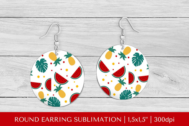 Tropical earring sublimation. Summer round earrings PNG 009 Sublimation LaBelezoka 