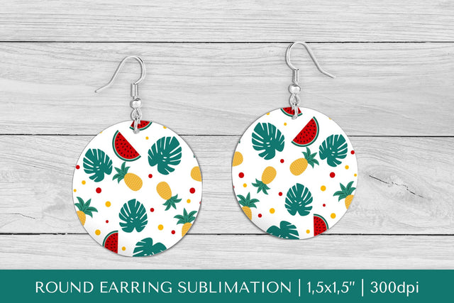Tropical earring sublimation. Summer round earrings PNG 010 Sublimation LaBelezoka 