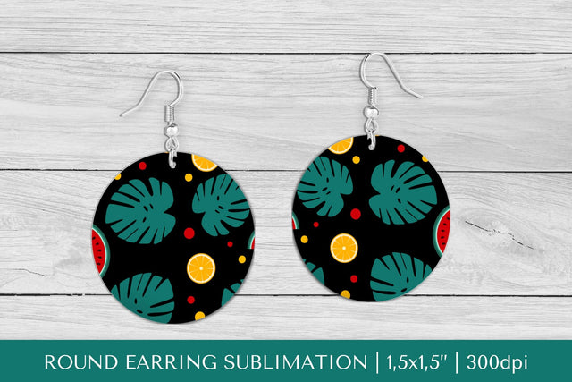 Tropical earring sublimation. Summer round earrings PNG 011 Sublimation LaBelezoka 