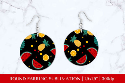 Tropical earring sublimation. Summer round earrings PNG 012 Sublimation LaBelezoka 