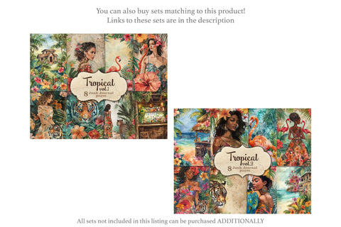 Tropical Ephemera | Junk Journal Paper Bundle SVG GlamArtZhanna 