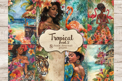 Tropical Ephemera | Junk Journal Paper Bundle SVG GlamArtZhanna 