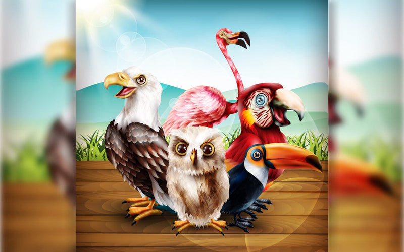 Tropical exotic birds. Cute colorful jungle animals SVG naemmiah021 