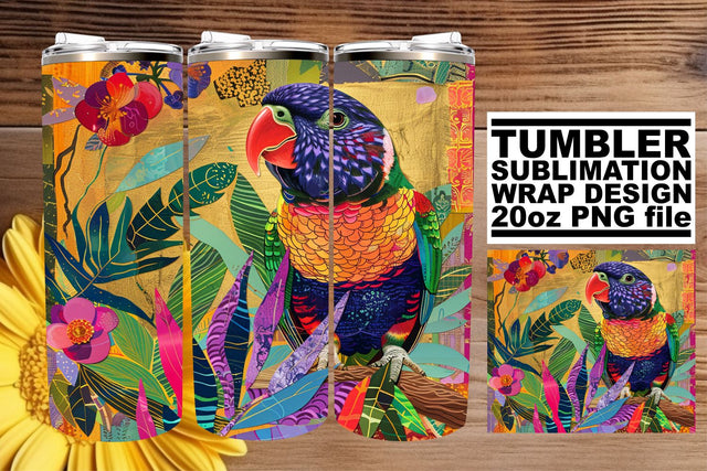 Tropical Feathered Bliss Tumbler Wrap - 20oz Sublimation Sublimation afrosvg 