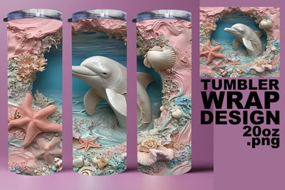 Tropical Fish 3D Tumbler Wrap - Sublimation 20oz Sublimation afrosvg 