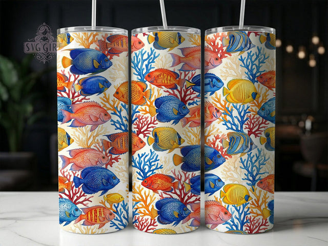 Tropical Fish Coral 20oz Tumbler, Tropical Fish, Fish Coral, Tropical Tumbler, Fish Tumbler, Coral Tumbler, 20oz Tumbler, Tumbler Wrap Sublimation SvggirlplusArt 
