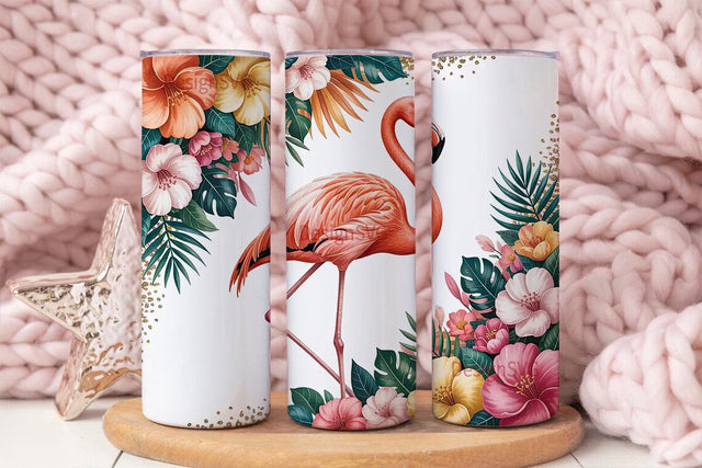 Tropical Flamingo 20oz Tumbler Wrap Sublimation DesignSVG 