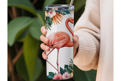 Tropical Flamingo 20oz Tumbler Wrap Sublimation DesignSVG 
