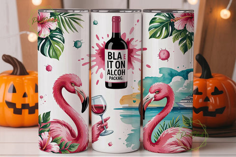 Tropical Flamingo 20oz Tumbler Wrap Sublimation PixelChick 