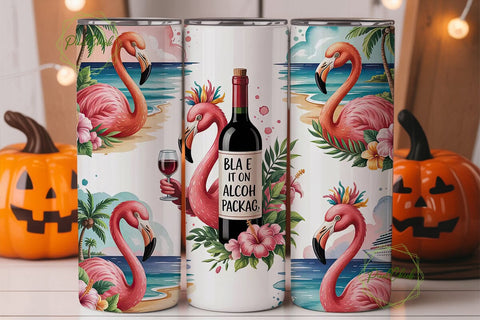 Tropical Flamingo 20oz Tumbler Wrap Sublimation PixelChick 