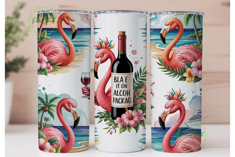 Tropical Flamingo 20oz Tumbler Wrap Sublimation PixelChick 