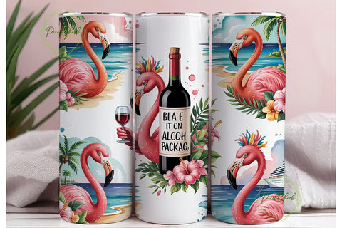 Tropical Flamingo 20oz Tumbler Wrap Sublimation PixelChick 