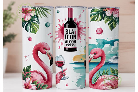Tropical Flamingo 20oz Tumbler Wrap Sublimation PixelChick 