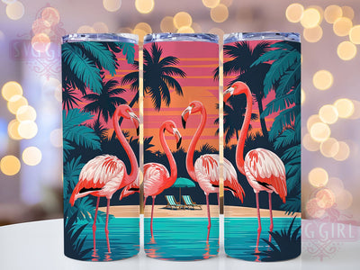 Tropical Flamingo Ocean Tumbler Wrap, Beach Theme Gift, Coastal Drinkware, Summer Bird Tumbler, Ocean Theme Gift, Pink Flamingo Decor, Tropical Wildlife Sublimation SvggirlplusArt 