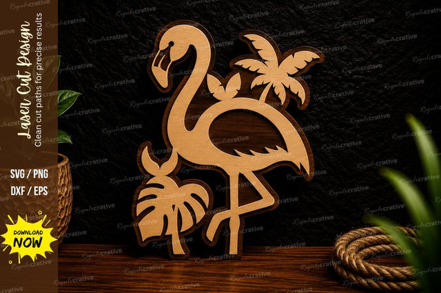 Tropical Flamingo Silhouette Laser Cut Svg Design SVG Regulrcrative 