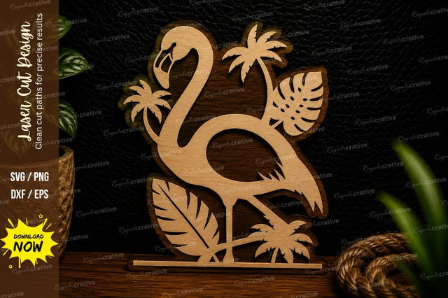 Tropical Flamingo Silhouette Laser Cut Svg Design SVG Regulrcrative 