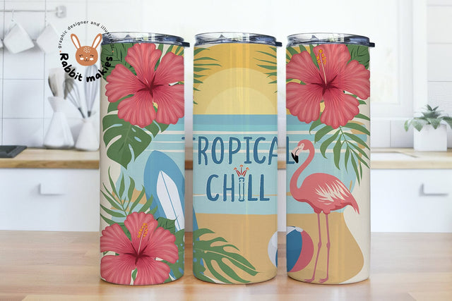 Tropical Flamingo Summer on the Beach Png, Summer Vacation Sublimation Design, Tropical Beach Scene Png, Retro Palm Tree Png Shirt Design Sublimation Rabbitmakies 