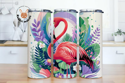 Tropical Flamingo Summer on the Beach Tumbler Png Sublimation Rabbitmakies 