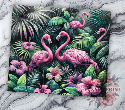 Tropical Flamingo Summer Tumbler Wrap, Tropical Flamingo, Sublimation Design, Pink Flamingo, Summer Decor, Beach Theme, Tropical Vibes Sublimation Li Zamperini 