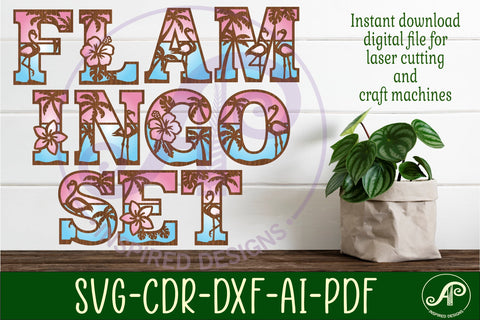 Tropical / Flamingo theme alphabet set. 3layer 90 letters. SVG APInspireddesigns 