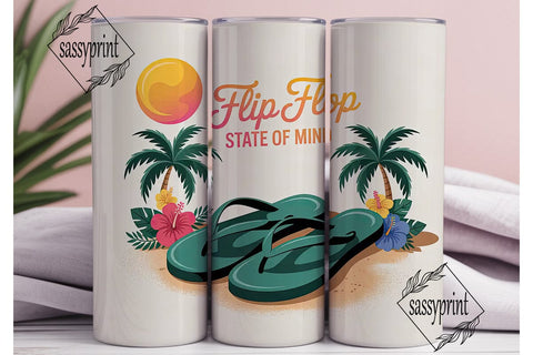 Tropical Flip Flops 20oz Tumbler Wrap Sublimation sassyprint 