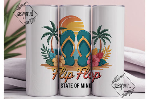 Tropical Flip Flops 20oz Tumbler Wrap Sublimation sassyprint 