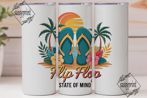 Tropical Flip Flops 20oz Tumbler Wrap Sublimation sassyprint 