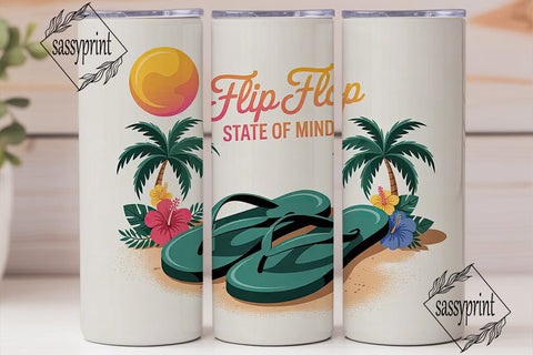 Tropical Flip Flops 20oz Tumbler Wrap Sublimation sassyprint 