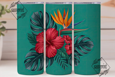 Tropical Floral 20oz Tumbler Wrap Sublimation sassyprint 