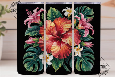 Tropical Floral 20oz Tumbler Wrap Sublimation sassyprint 