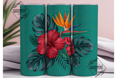 Tropical Floral 20oz Tumbler Wrap Sublimation sassyprint 