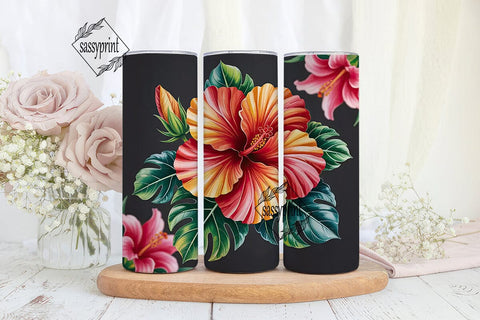 Tropical Floral 20oz Tumbler Wrap Sublimation sassyprint 