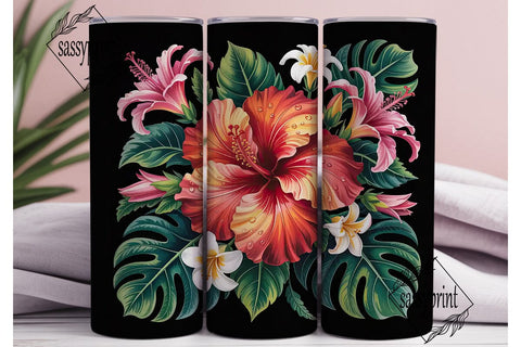 Tropical Floral 20oz Tumbler Wrap Sublimation sassyprint 