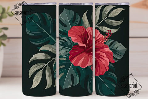 Tropical Floral 20oz Tumbler Wrap Sublimation sassyprint 