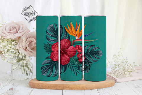 Tropical Floral 20oz Tumbler Wrap Sublimation sassyprint 