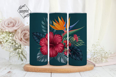 Tropical Floral 20oz Tumbler Wrap Sublimation sassyprint 