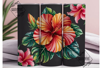 Tropical Floral 20oz Tumbler Wrap Sublimation sassyprint 