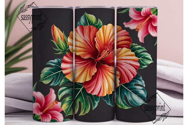 Tropical Floral 20oz Tumbler Wrap Sublimation sassyprint 