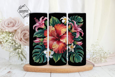 Tropical Floral 20oz Tumbler Wrap Sublimation sassyprint 