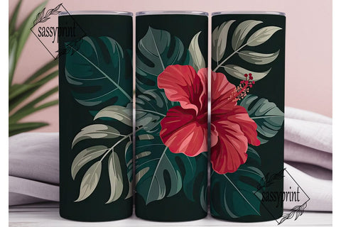 Tropical Floral 20oz Tumbler Wrap Sublimation sassyprint 