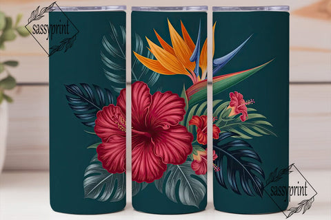 Tropical Floral 20oz Tumbler Wrap Sublimation sassyprint 