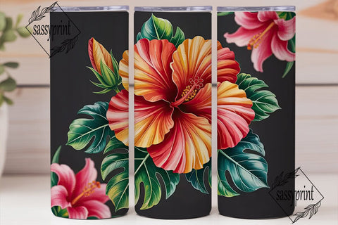 Tropical Floral 20oz Tumbler Wrap Sublimation sassyprint 