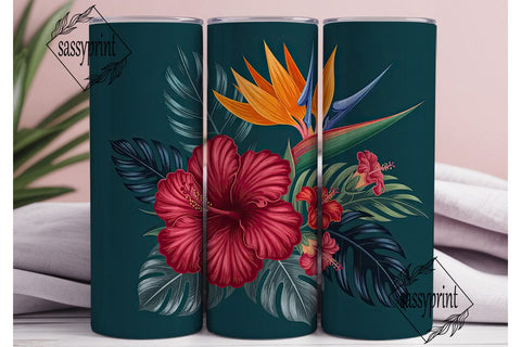 Tropical Floral 20oz Tumbler Wrap Sublimation sassyprint 