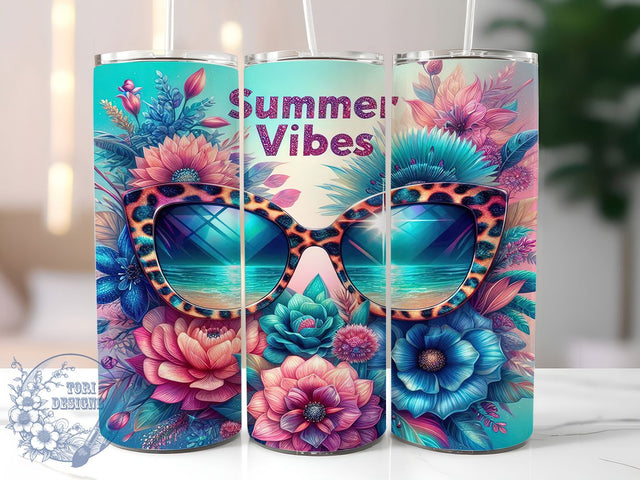 Tropical Floral Beach 20oz Tumbler, Tropical Tumbler, Floral Tumbler, Beach Tumbler, Vacation Tumbler, 20oz Sublimation Wrap, Palm Leaves Tumbler Sublimation ToriDesigns 