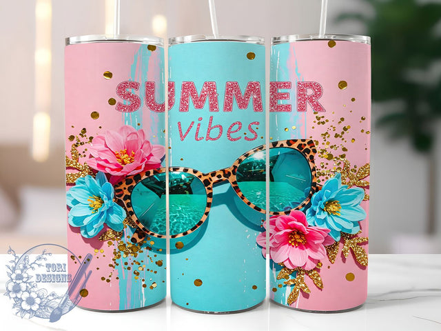 Tropical Floral Beach 20oz Tumbler, Tropical Tumbler, Floral Tumbler, Beach Tumbler, Vacation Tumbler, 20oz Sublimation Wrap, Palm Leaves Tumbler Sublimation ToriDesigns 