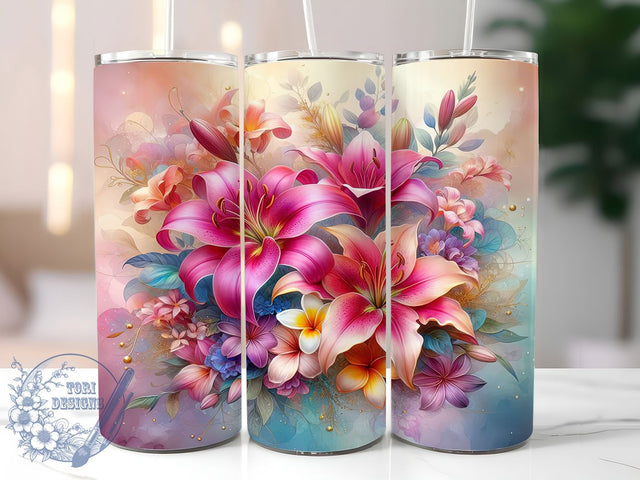 Tropical Floral Hawaiian Tumbler Wrap, Spring Floral Wrap, 20oz Sublimation Design, Hawaiian Flowers Cup, Botanical Tumbler Wrap, Vibrant Floral Design, Tropical Blossom Gift Sublimation ToriDesigns 