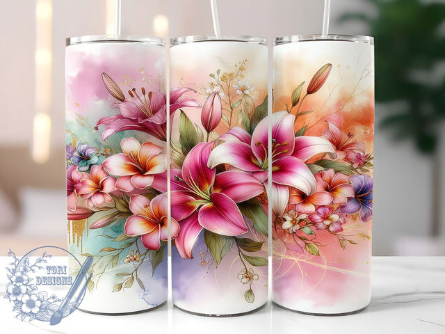 Tropical Floral Hawaiian Tumbler Wrap, Spring Floral Wrap, 20oz Sublimation Design, Hawaiian Flowers Cup, Botanical Tumbler Wrap, Vibrant Floral Design, Tropical Blossom Gift Sublimation ToriDesigns 