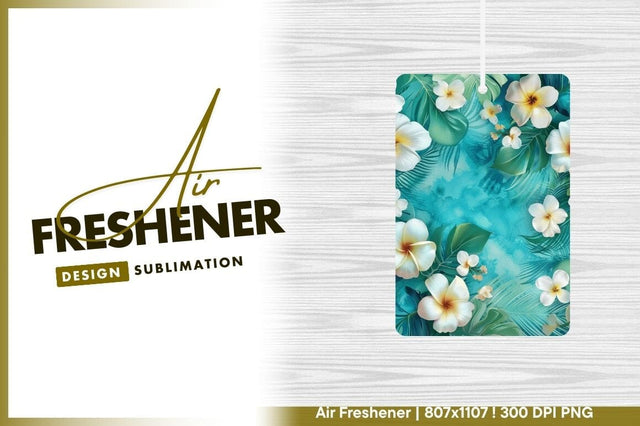 Tropical floral pattern plumeria flowers turquoise background Sublimation Regulrcrative 